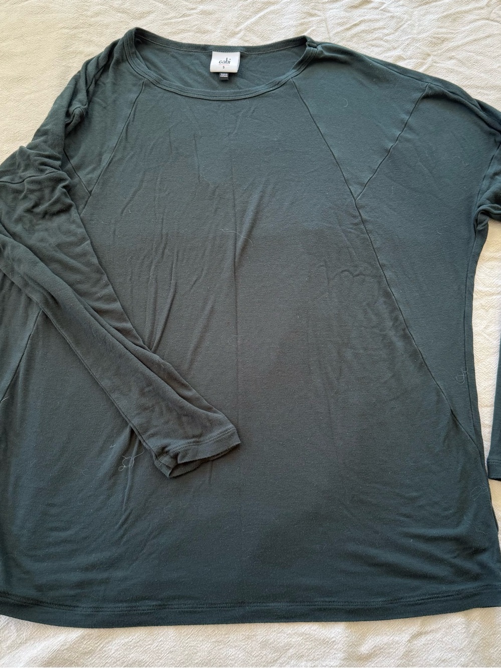 Cabi Cut-Up Tee #4364 Long Sleeve Scoop Neck Rib Knit Top [S]
